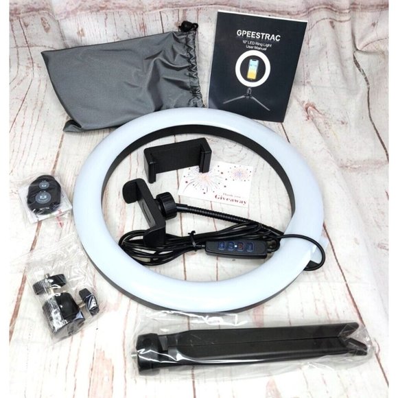 10" Ring Light with Tripod Stand LED Circle Lights Vlog Phone Holder GPEESTRAC - Picture 1 of 9